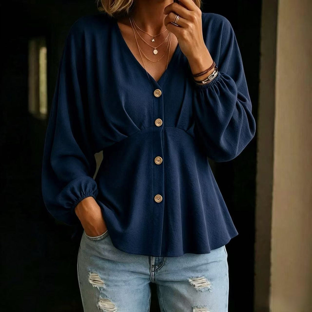 Chemise drapée femme à manches lanternes - Fluide et polyvalente
