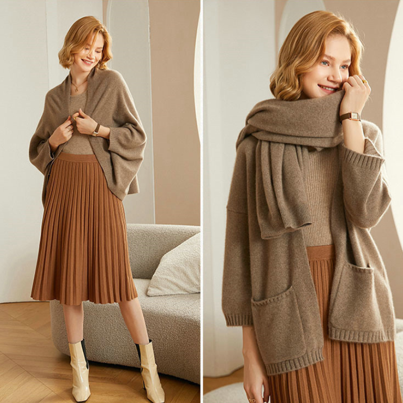 Elegante scialle da donna in maglia – Caldo, morbido e alla moda.