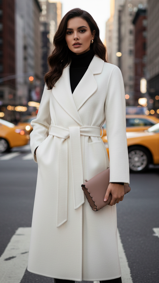 Cappotto Donna Classico a Portafoglio con Cintura – Stile Elegante Invernale