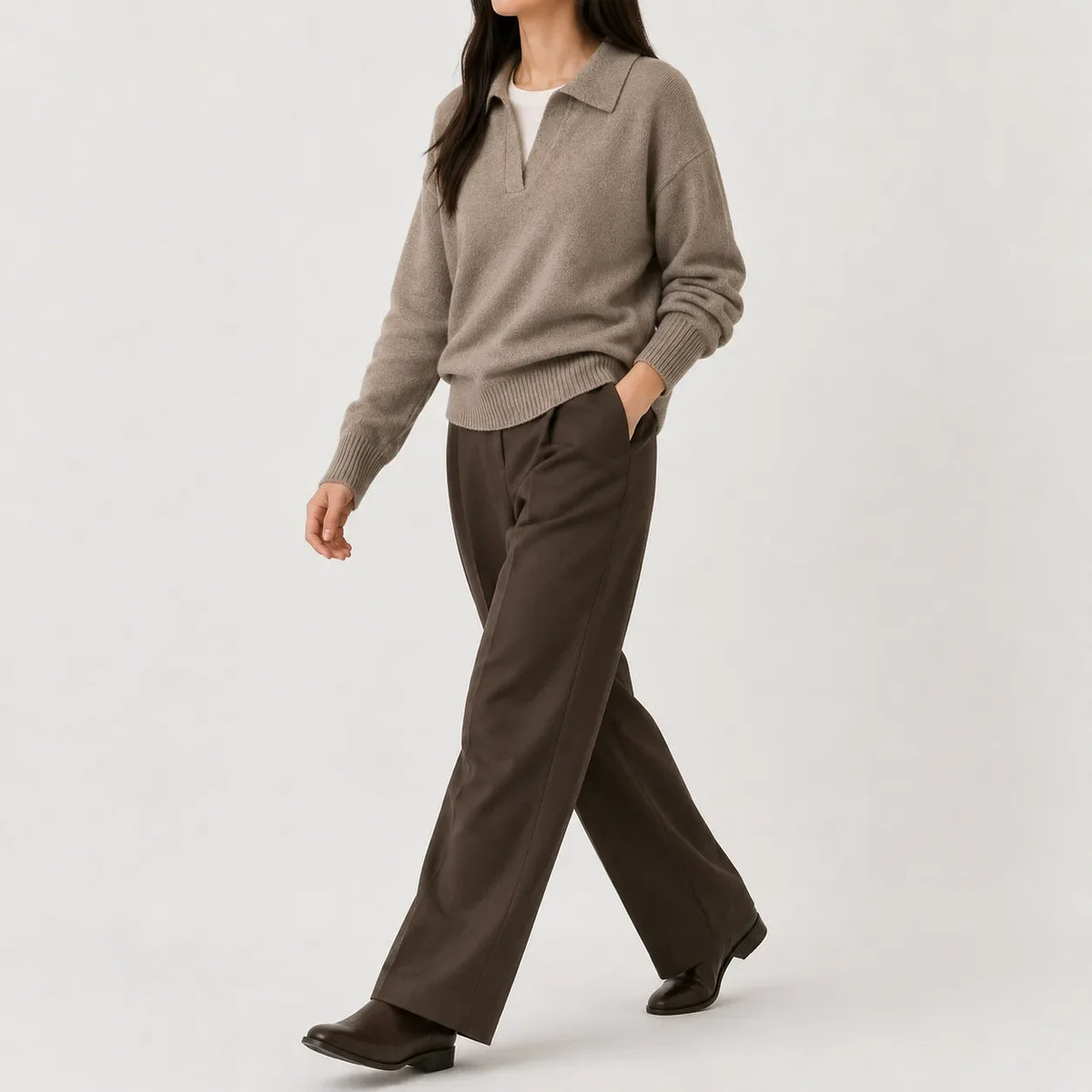 Pull pour femme à col en V et manches longues - Doux et facile à porter