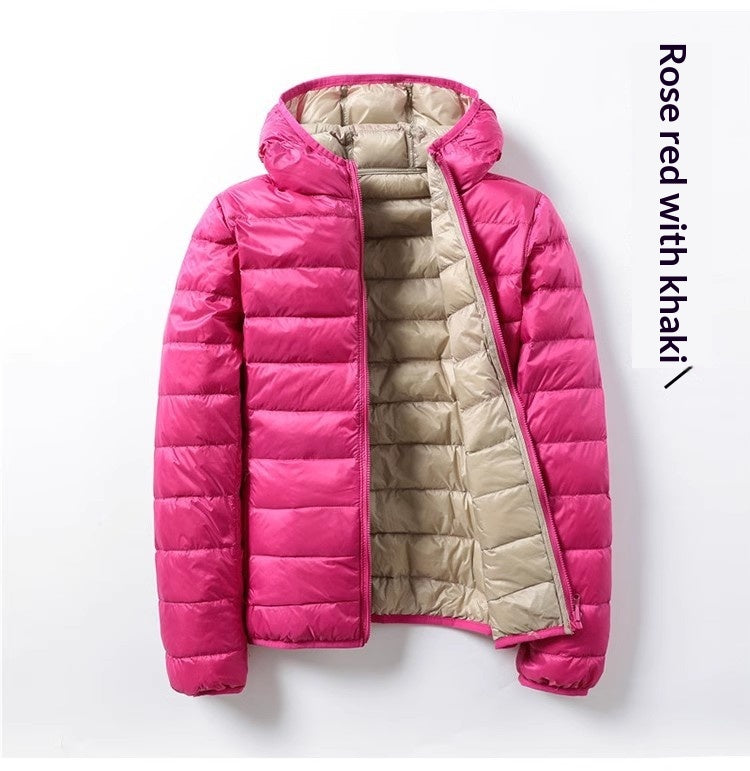 Doudoune courte légère pour femme avec capuche - Chaude et pratique