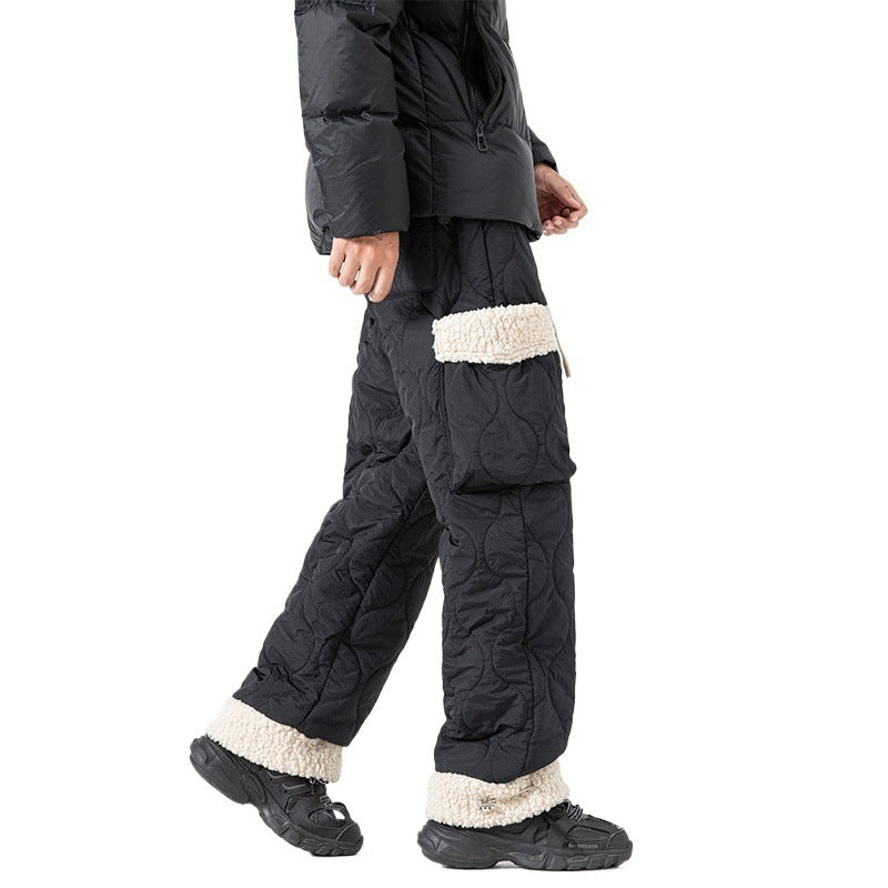 Pantaloni da sci trapuntati da uomo – Pantaloni invernali spessi dal taglio dritto