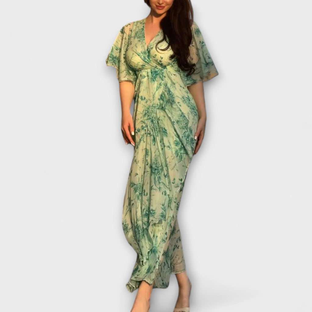Abito floreale da donna con scollo a V – Elegante e fluido