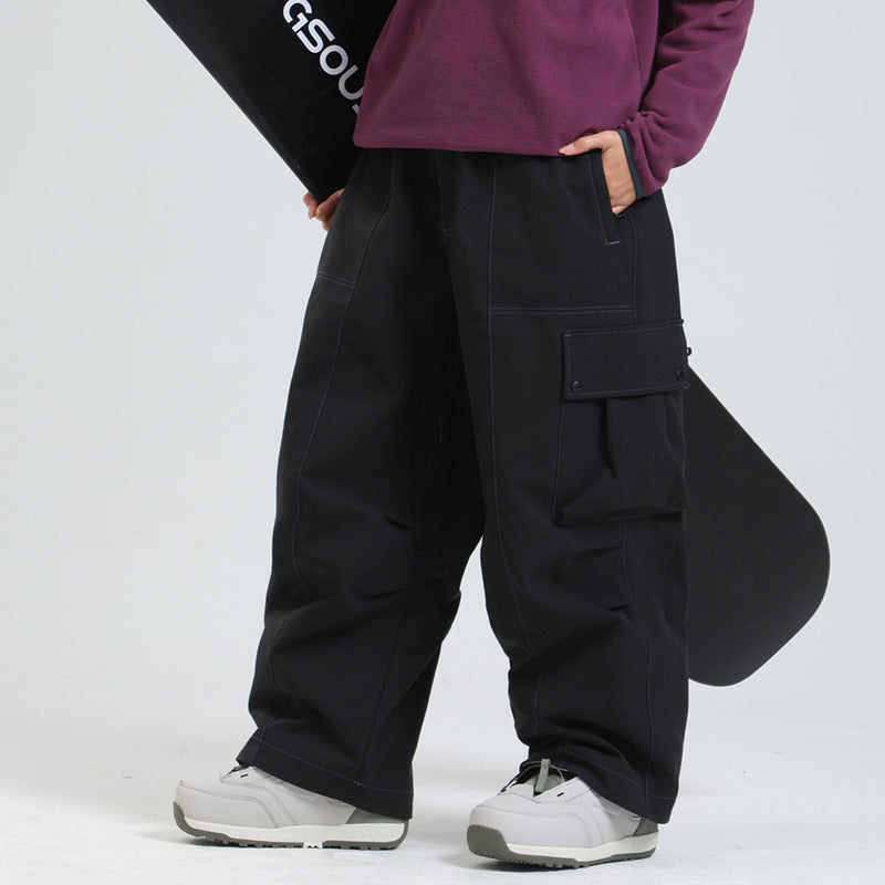 Pantaloni da sci antivento unisex a vestibilità ampia – Invernali traspiranti