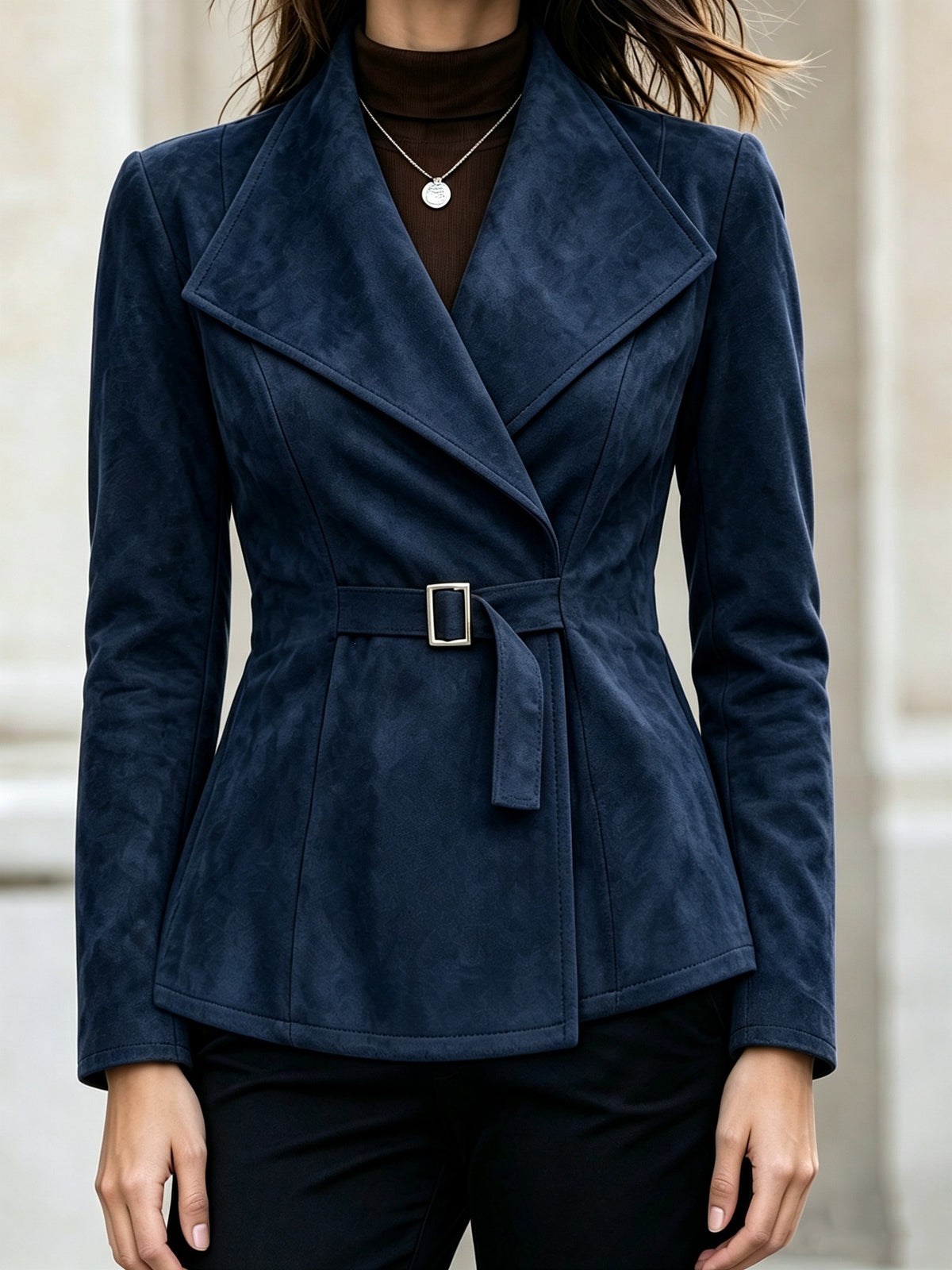 Cappotto donna effetto camoscio con revers – Elegante e di tendenza