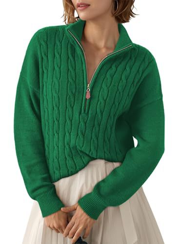 Pull pour femme à demi-zip et col montant - Rétro et confortable