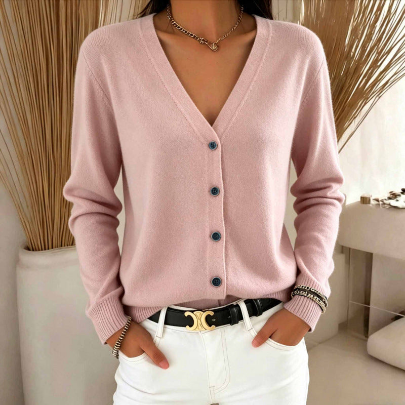 Cardigan pour femme à col en V - Doux et polyvalent