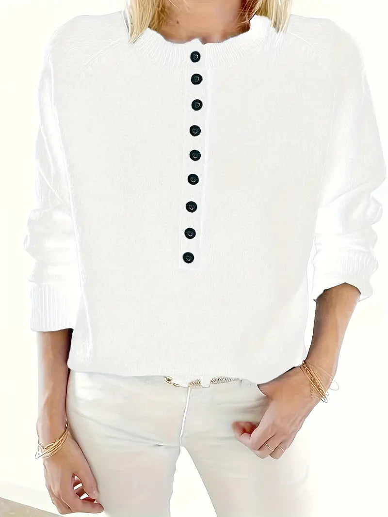 Maglione donna girocollo con bottoni - Elegante e confortevole