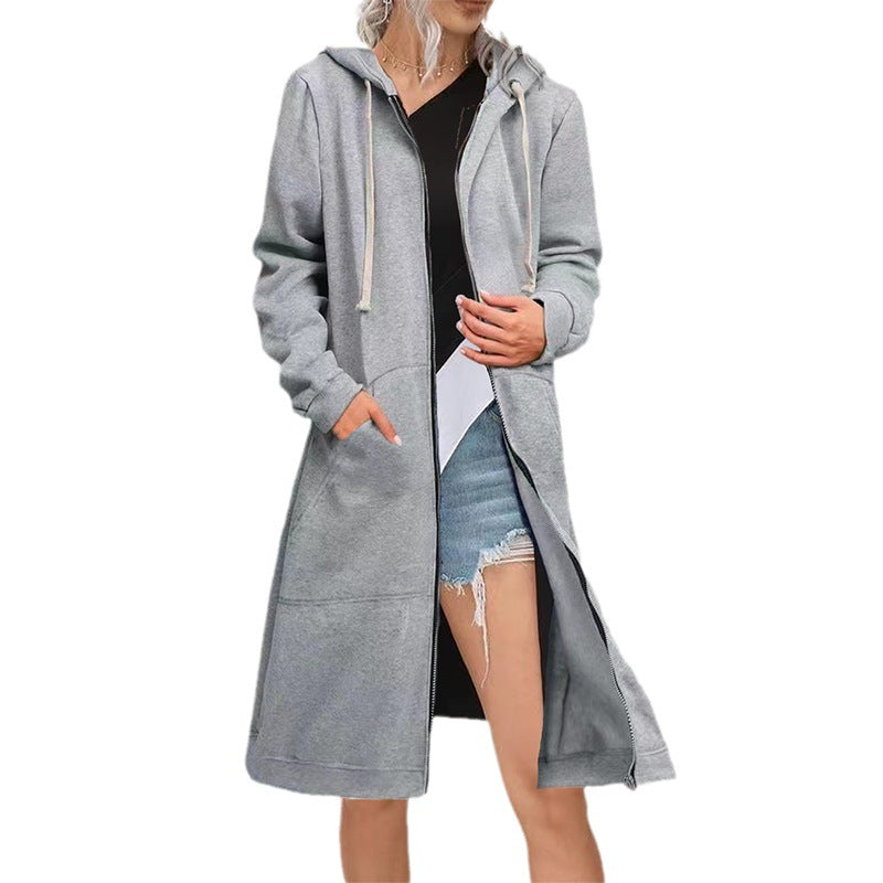 Cardigan oversize multicolor de mujer con cremallera y capucha suave