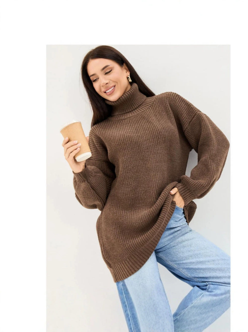 Top femme en maille à col montant - Tendance et chaud