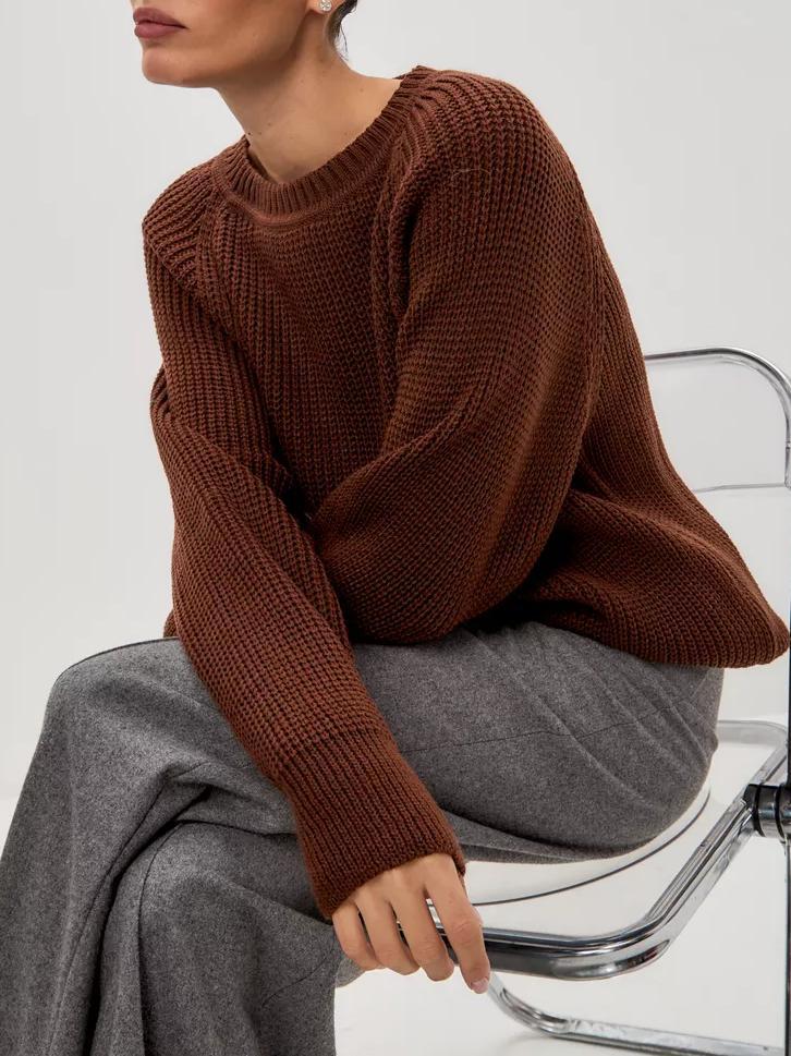 Pull femme en maille épaisse unie - Chaud, doux et polyvalent