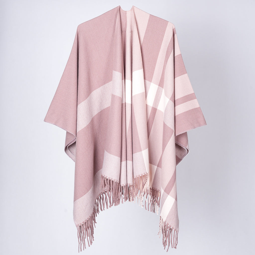 Scialle plaid donna con frange - Classico e avvolgente