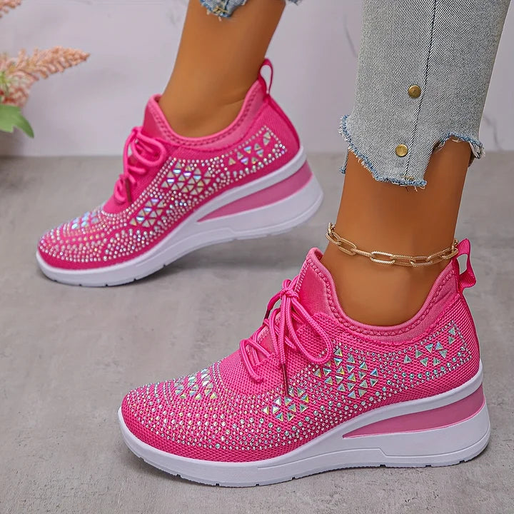 Sneakers donna con supporto arco e dettagli strass - Comode e moderne