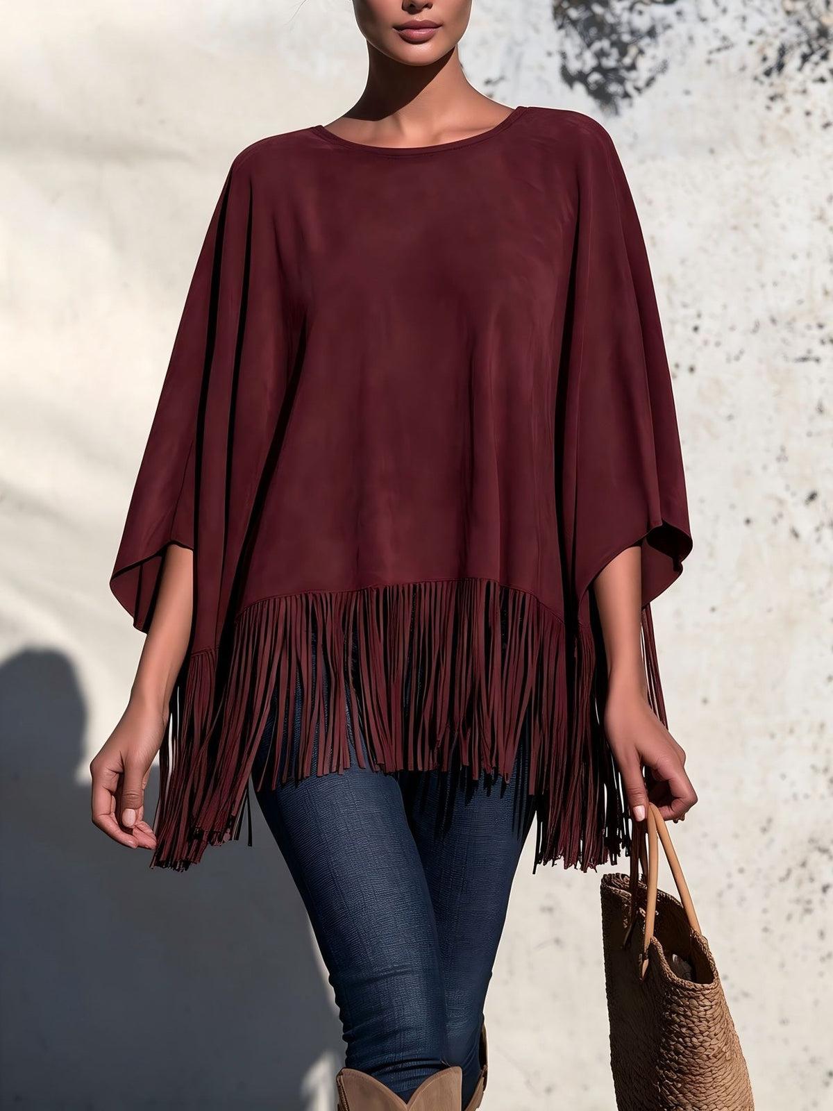 Loose-fit women’s blouse with fringes - Fluid and original