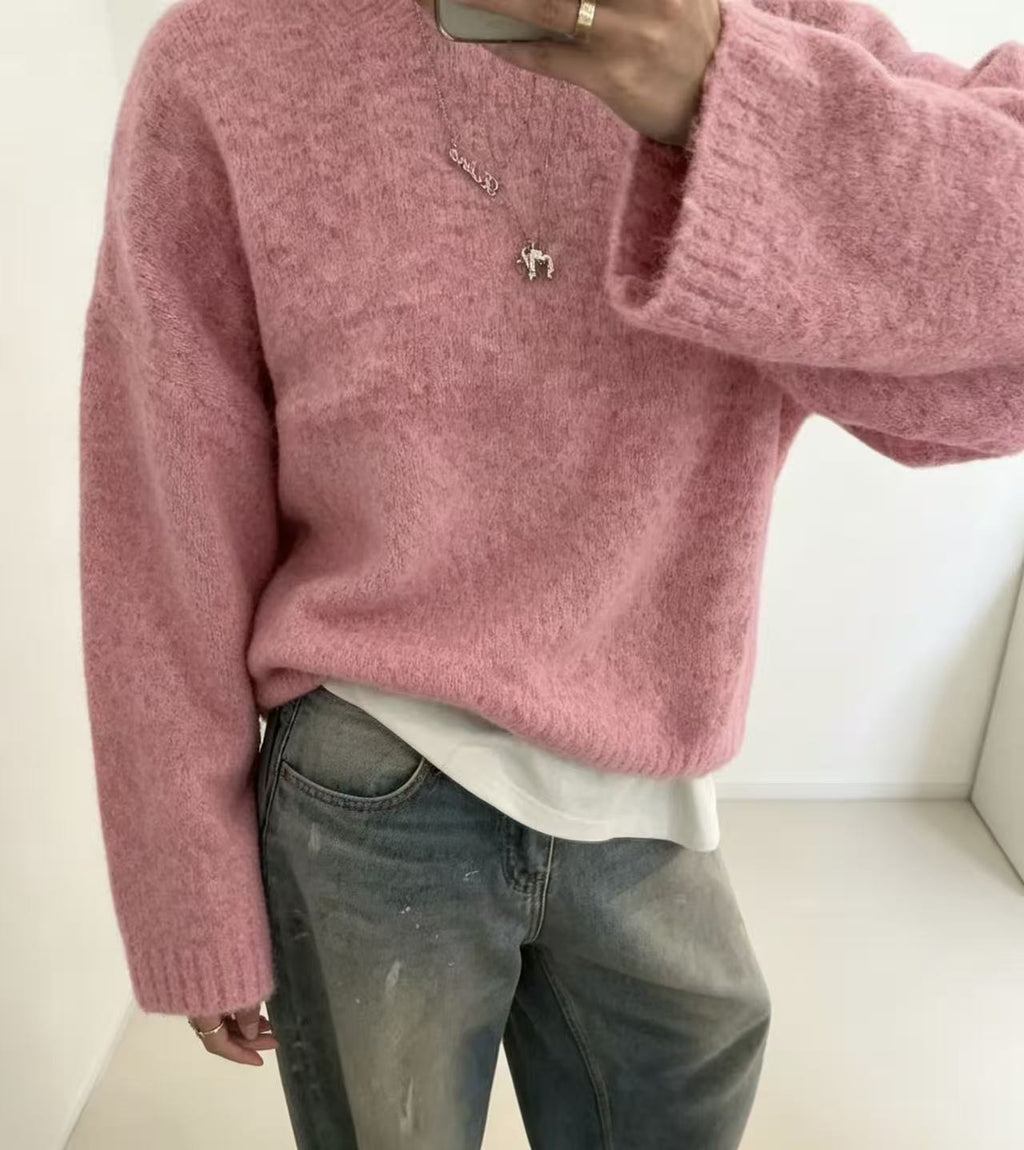 Maglione donna ampio tinta unita in maglia - Morbido e facile da indossare