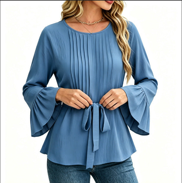 Blusa donna tinta unita a maniche lunghe - Semplice ed elegante