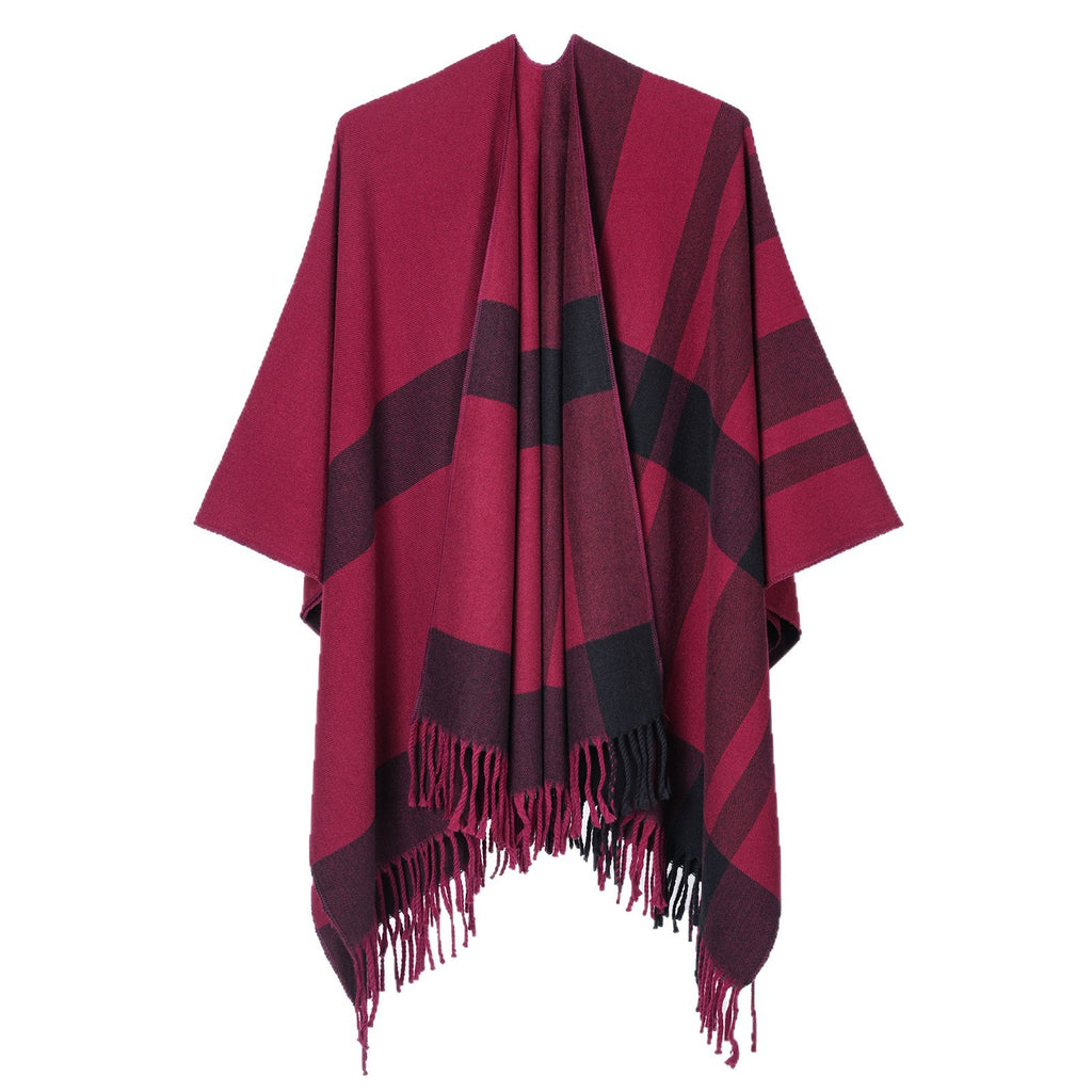 Scialle plaid donna con frange - Classico e avvolgente