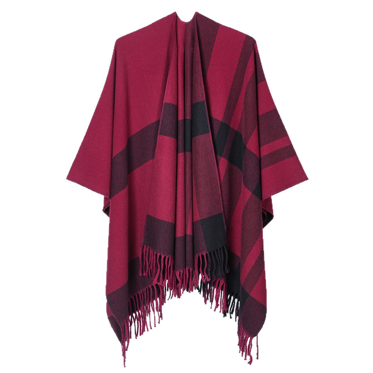 Scialle plaid donna con frange - Classico e avvolgente