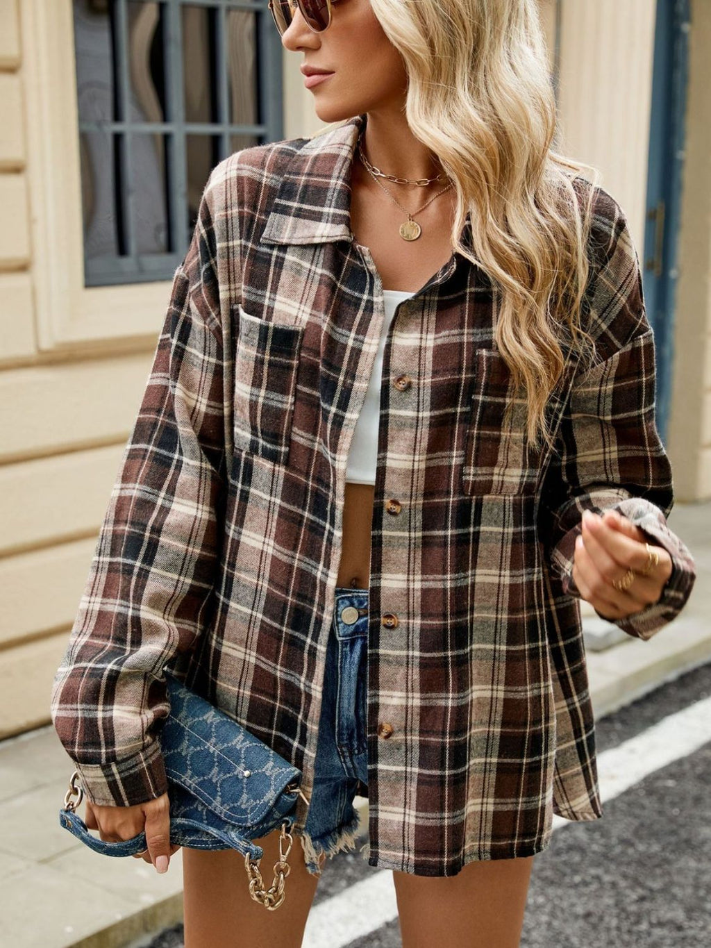 Camicia da donna a maniche lunghe a quadri – Stile casual e comodo per tutti i giorni