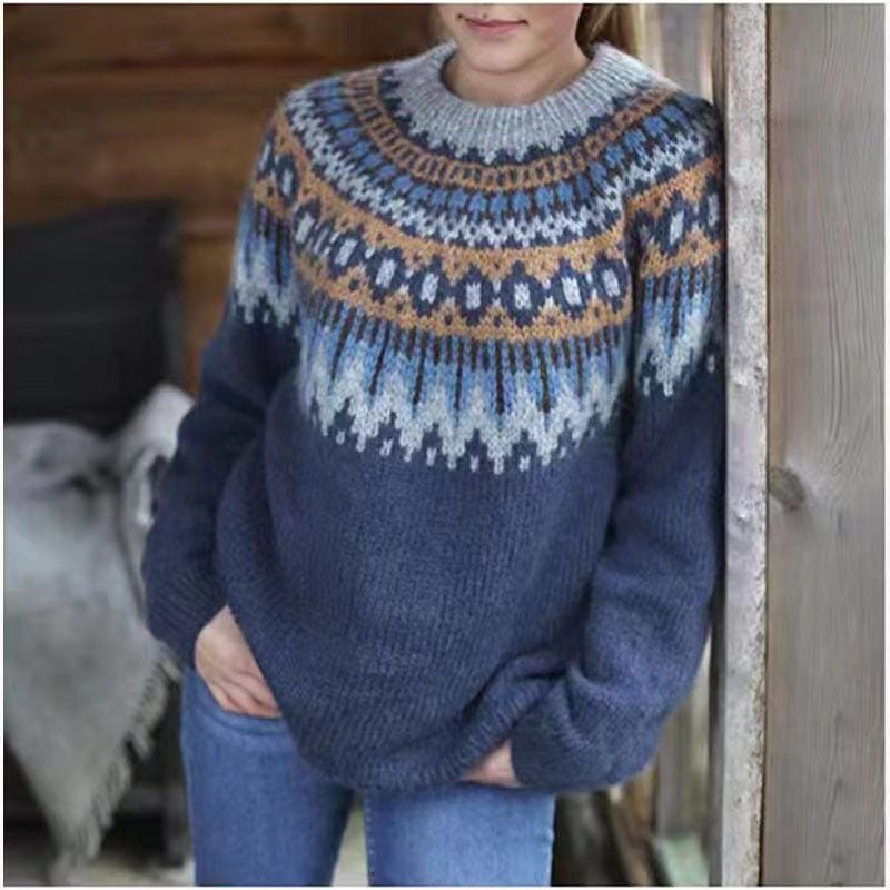 Women's long-sleeve Norwegian sweater - Warm and casual