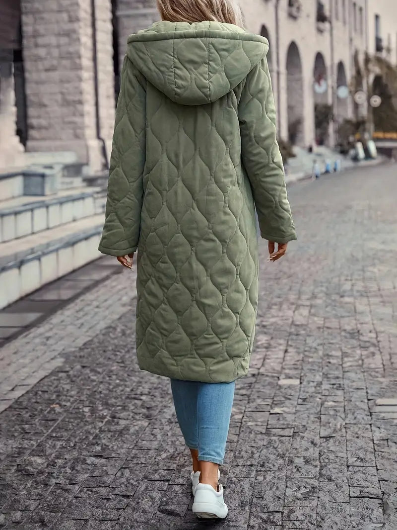 Cappotto trapuntato in cotone con cappuccio e maniche lunghe