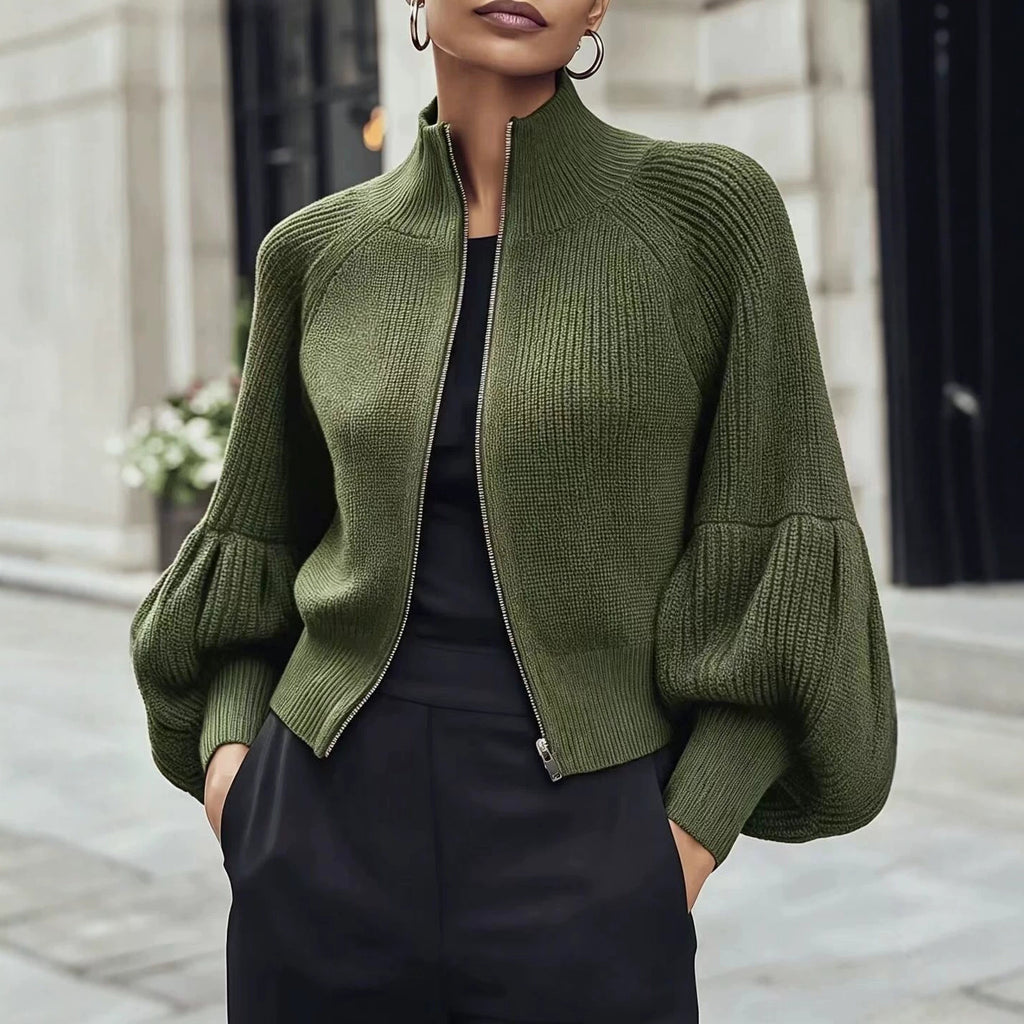 Women's soft lantern-sleeve sweater - Soft and textured