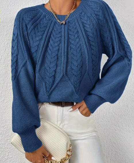 Suéter de mujer de cuello redondo con textura - Suave y versátil