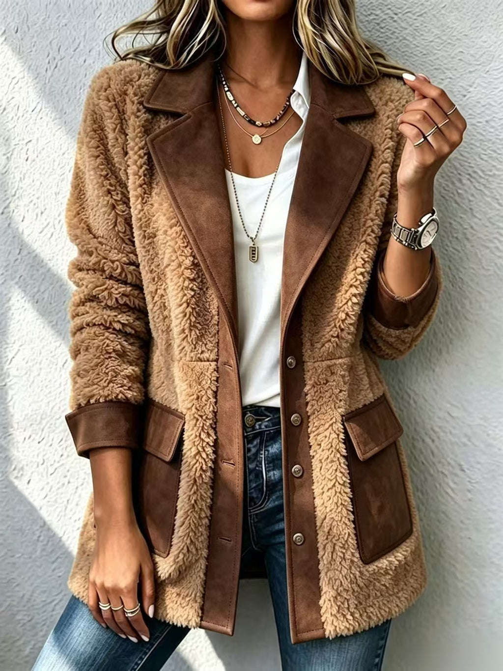 Cardigan femme patchwork en denim - Chaud et original
