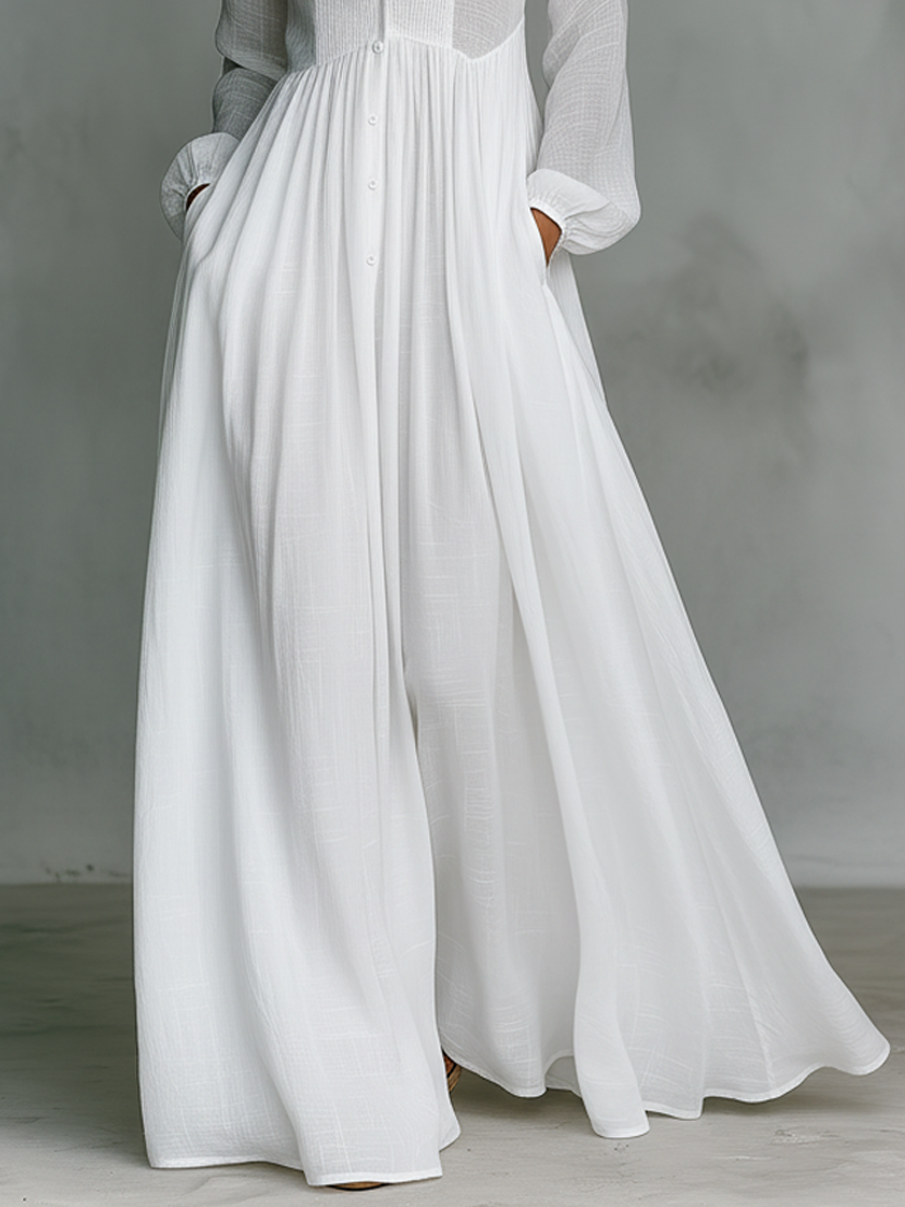 Abito maxi da donna con bottoni frontali - Morbido ed elegante