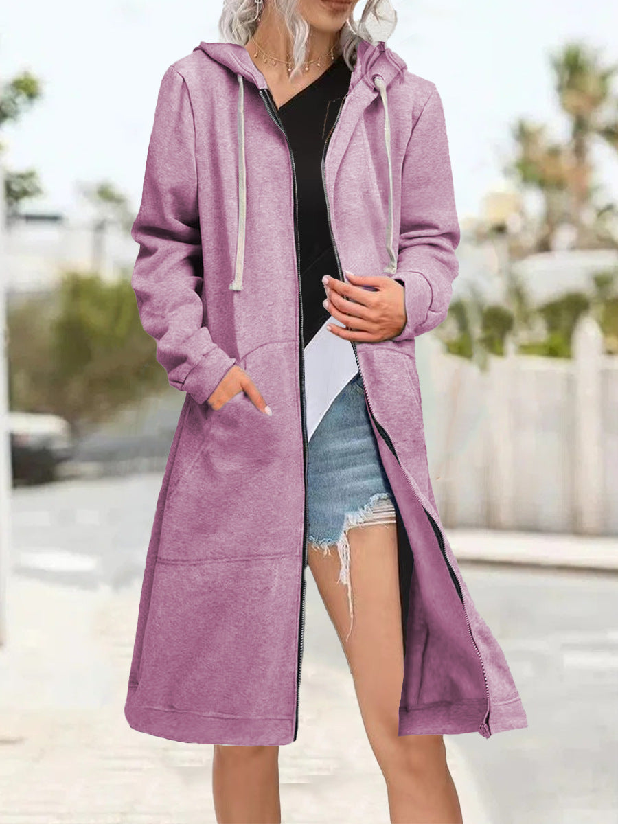 Cardigan oversize multicolor de mujer con cremallera y capucha suave