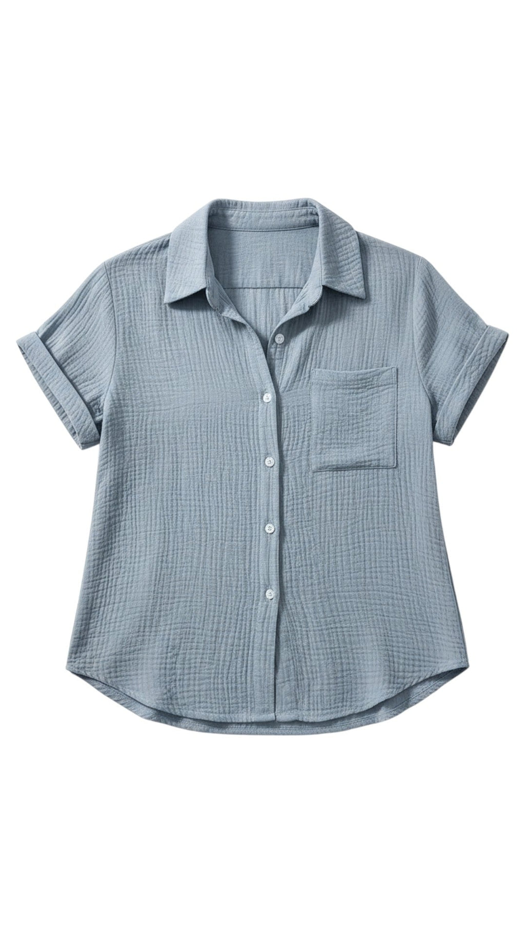 Camicetta estiva da donna con bottoni e maniche corte – Blusa casual leggera