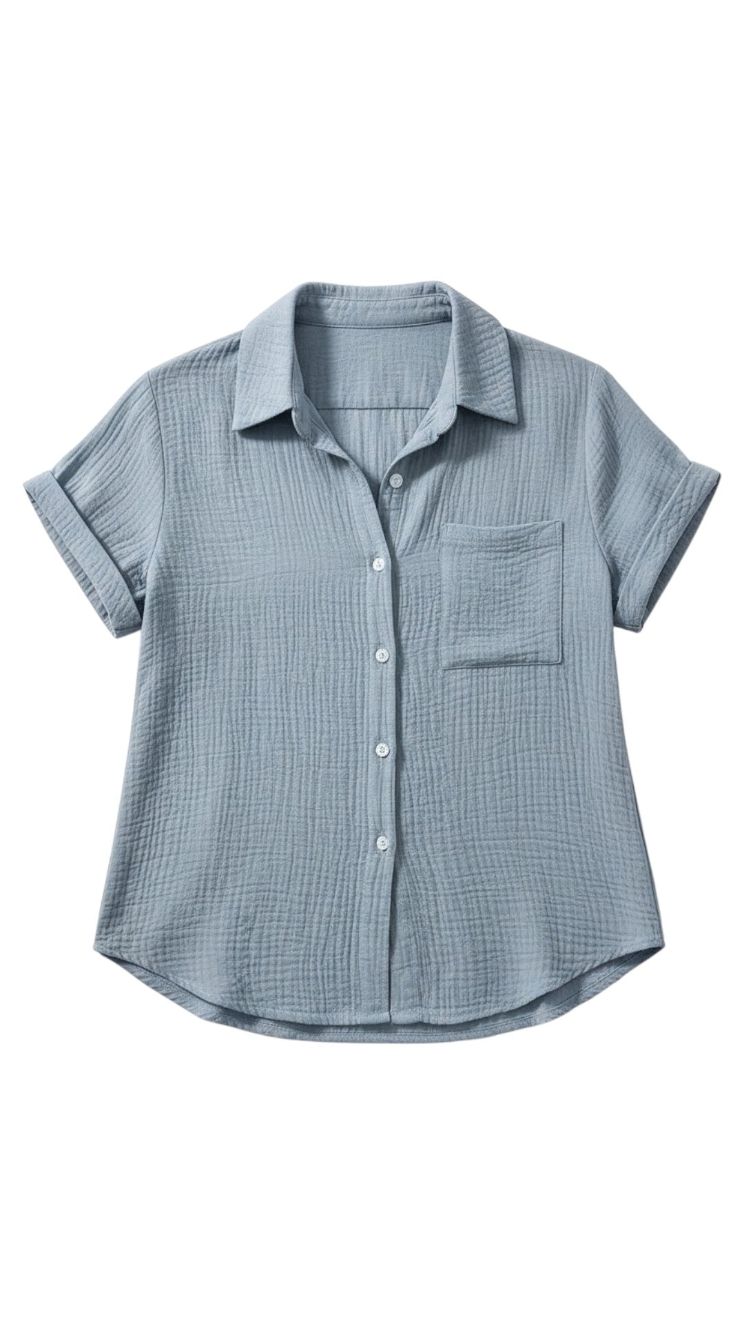 Camicetta estiva da donna con bottoni e maniche corte – Blusa casual leggera