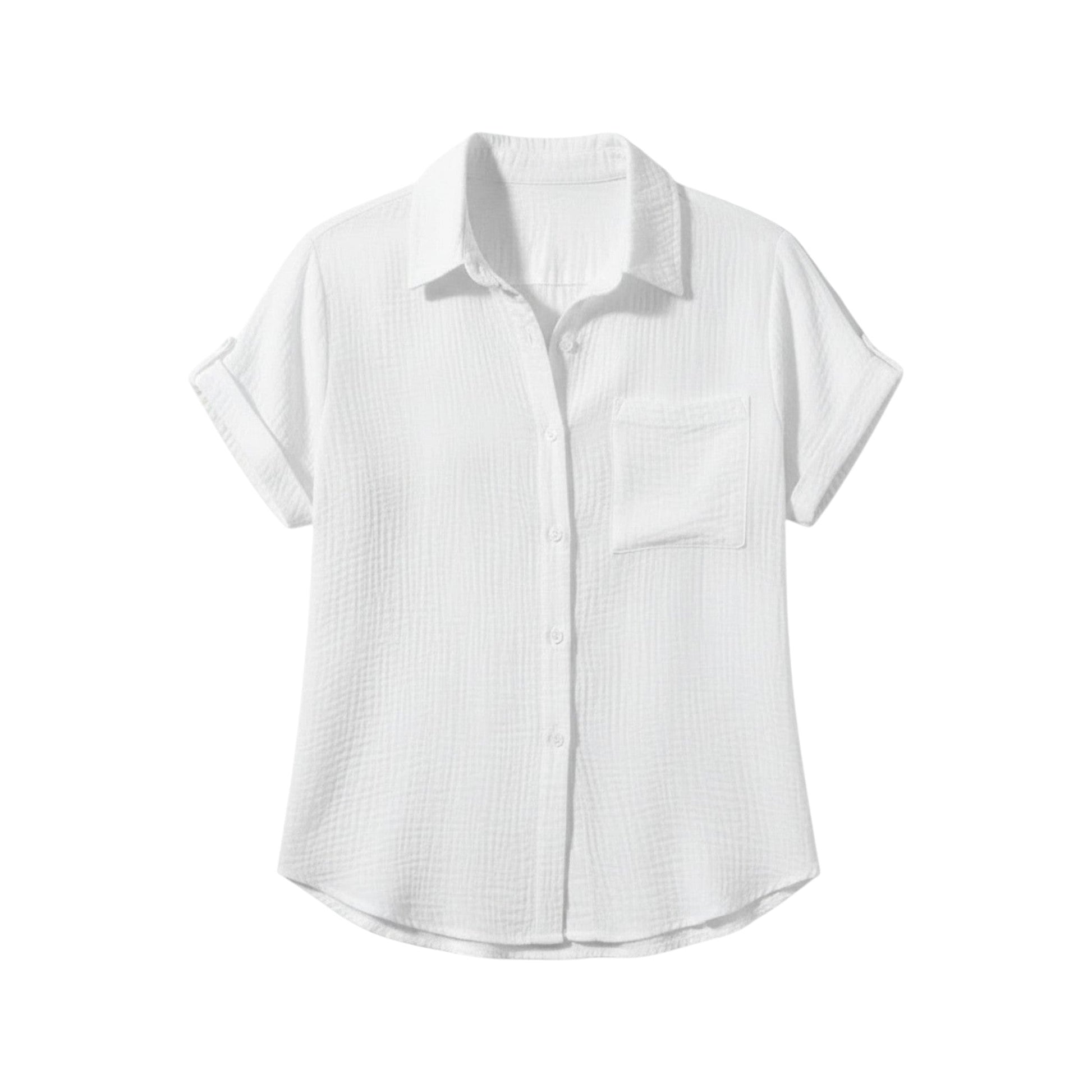 Camicetta estiva da donna con bottoni e maniche corte – Blusa casual leggera