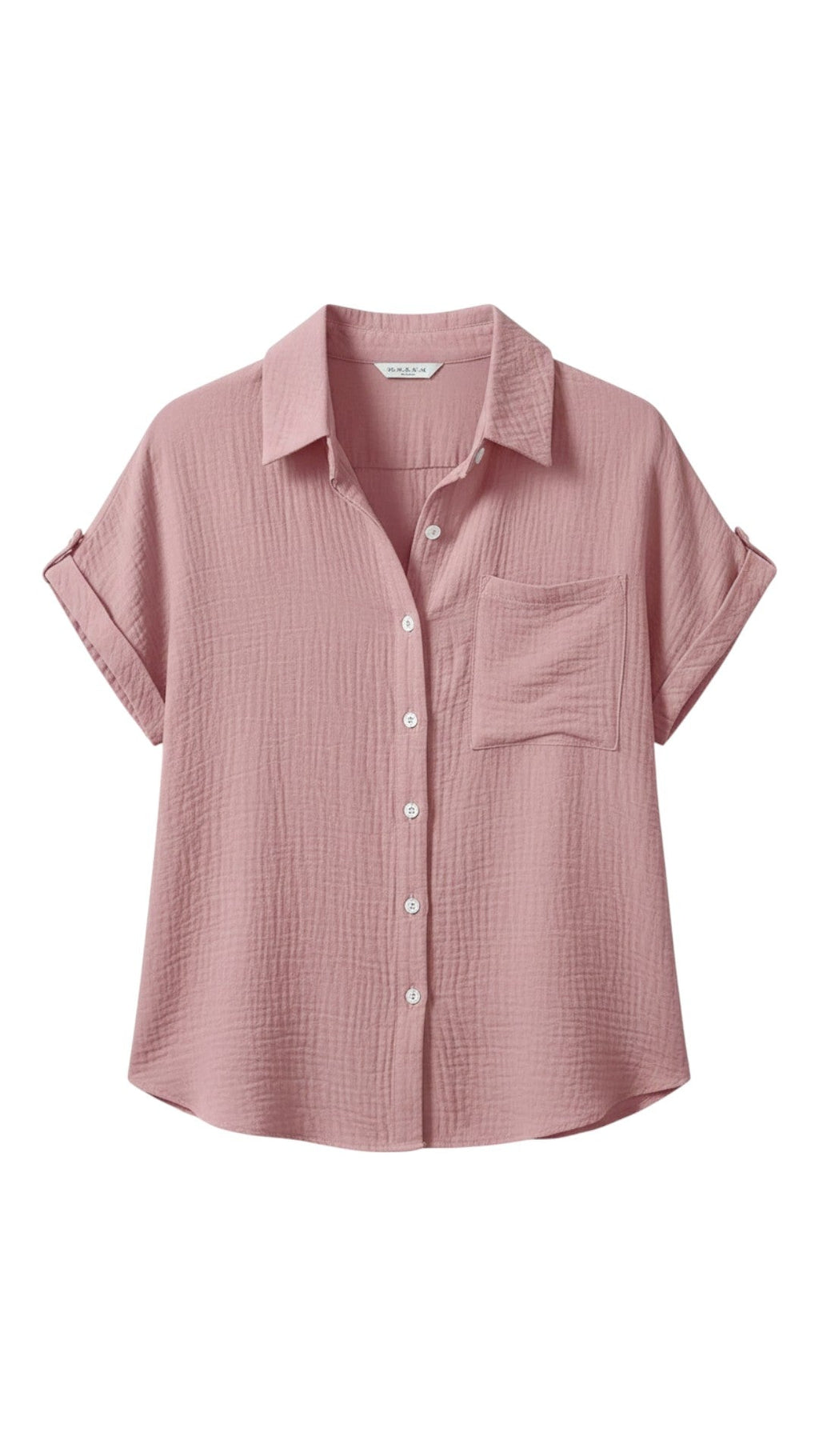 Camicetta estiva da donna con bottoni e maniche corte – Blusa casual leggera