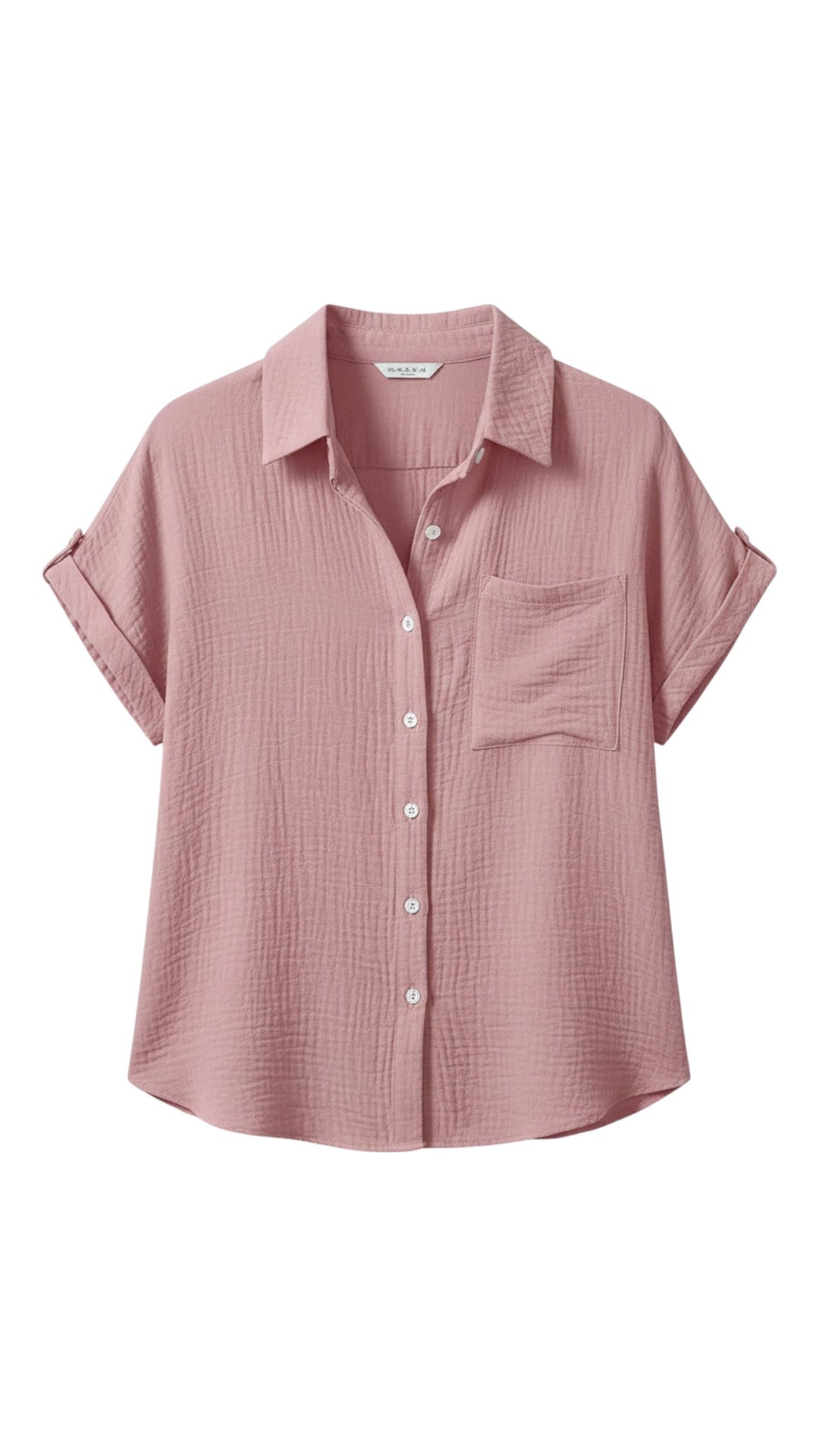 Camicetta estiva da donna con bottoni e maniche corte – Blusa casual leggera