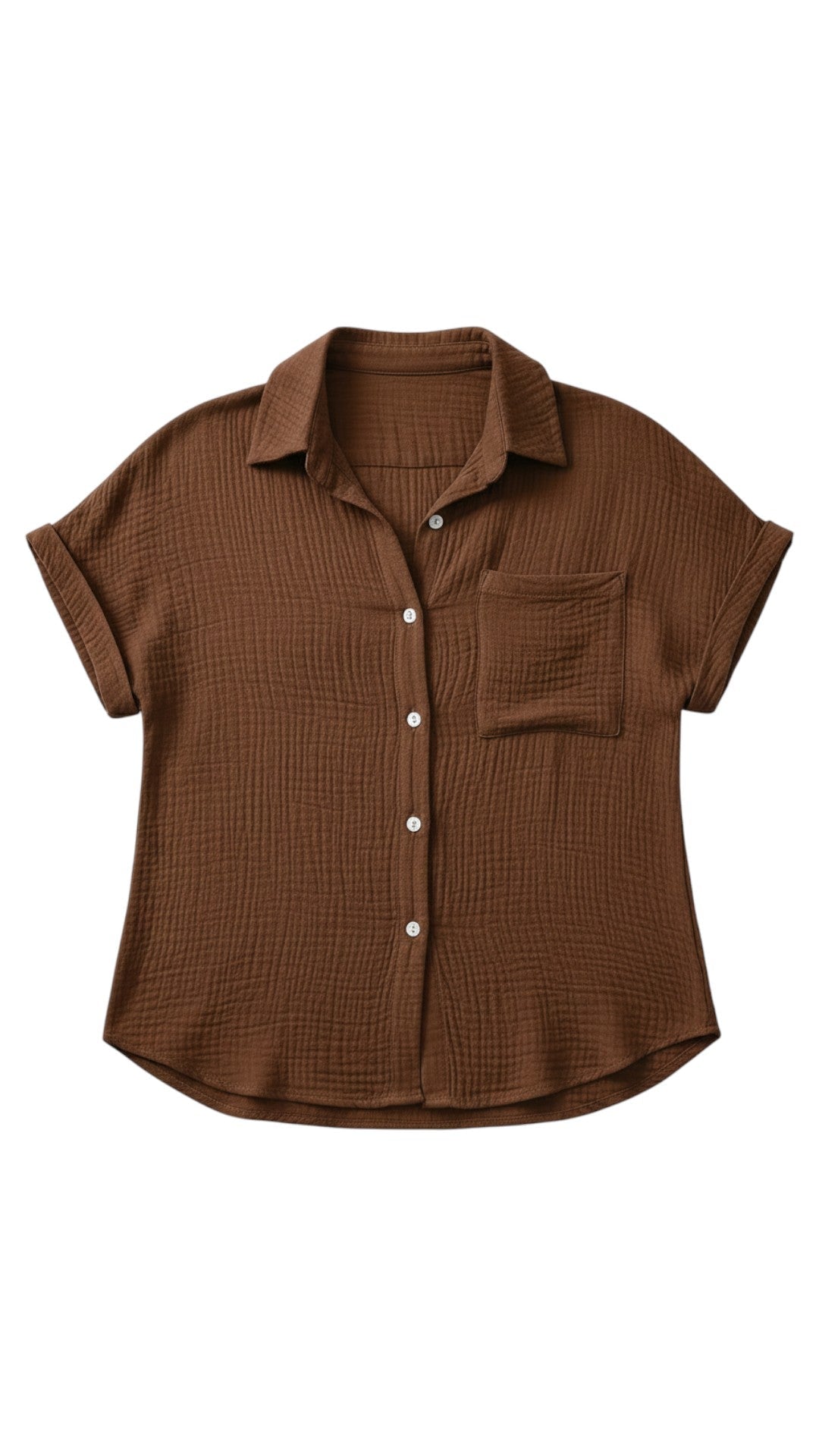 Camicetta estiva da donna con bottoni e maniche corte – Blusa casual leggera