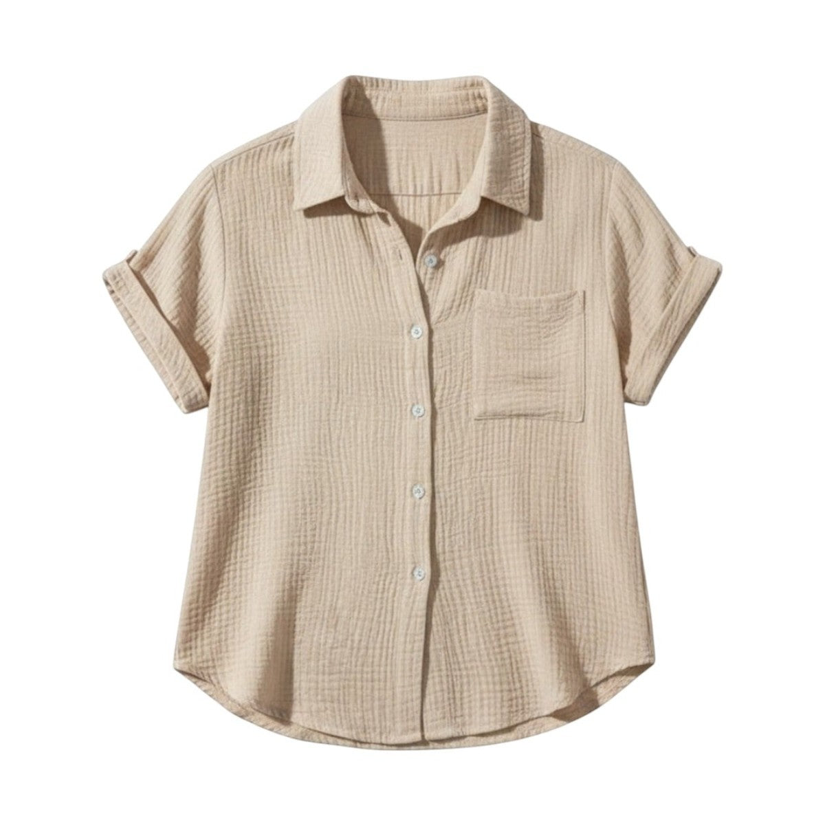 Camicetta estiva da donna con bottoni e maniche corte – Blusa casual leggera