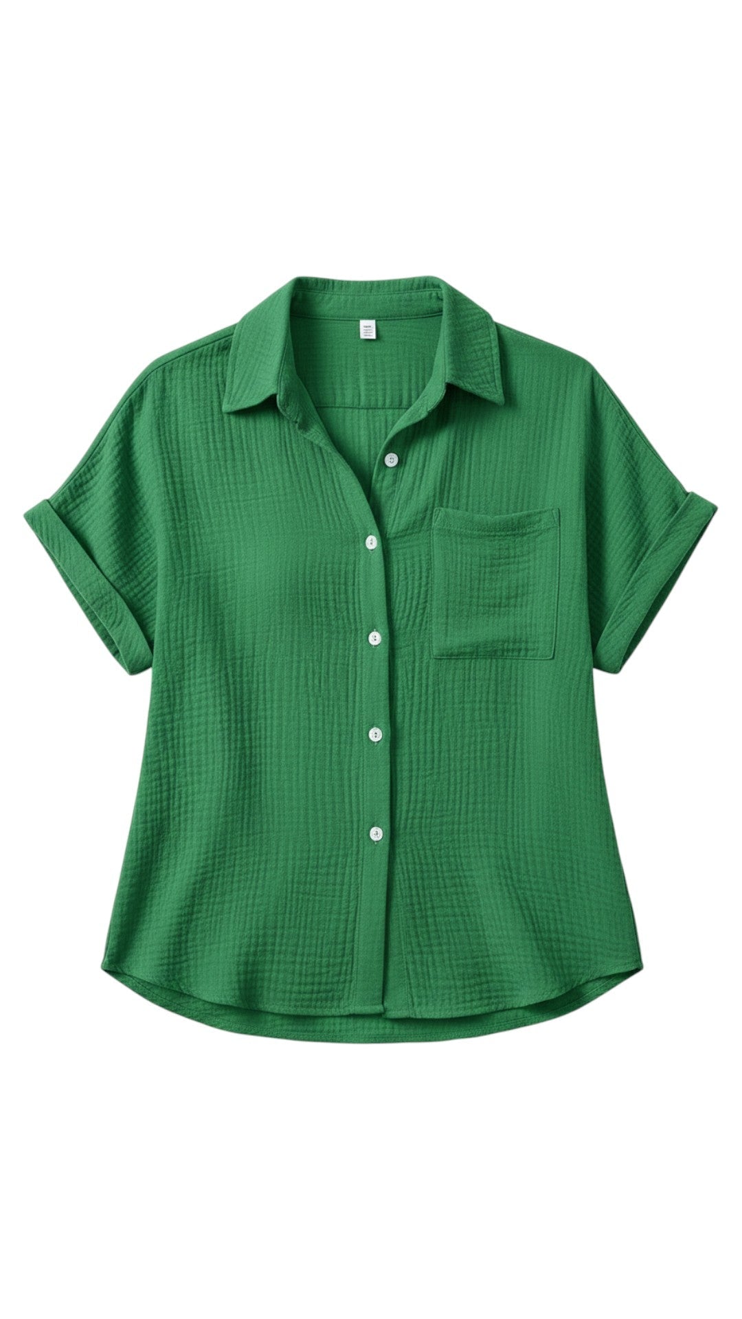 Camicetta estiva da donna con bottoni e maniche corte – Blusa casual leggera