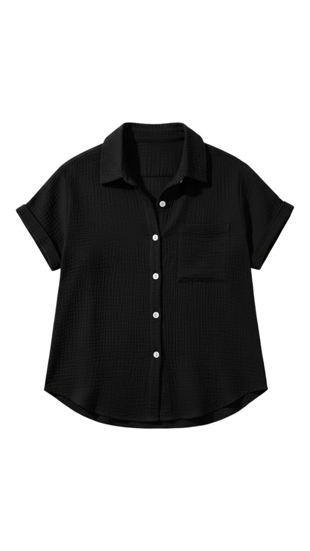 Camicetta estiva da donna con bottoni e maniche corte – Blusa casual leggera