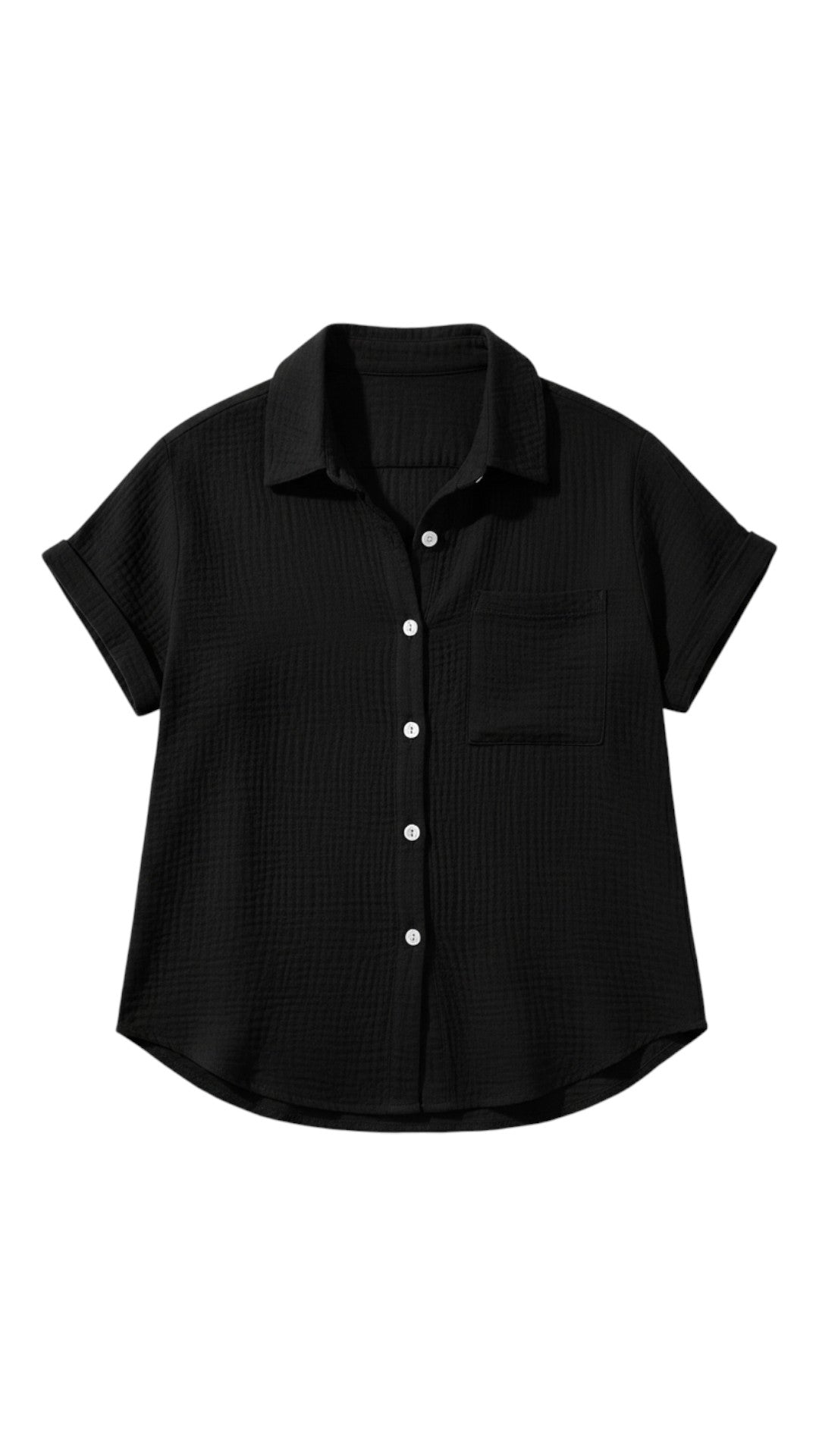 Camicetta estiva da donna con bottoni e maniche corte – Blusa casual leggera