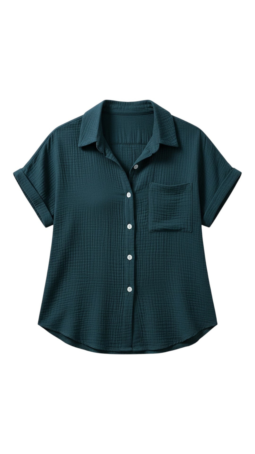 Camicetta estiva da donna con bottoni e maniche corte – Blusa casual leggera