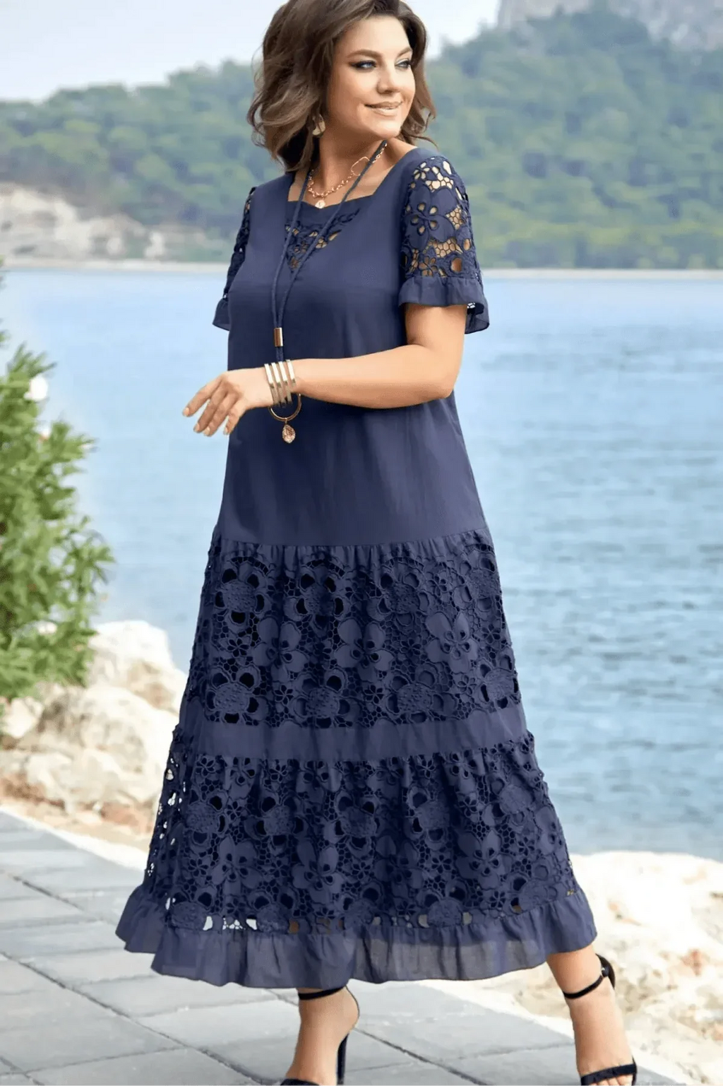 Abito elegante plissettato da donna – Vestito fluido da occasione