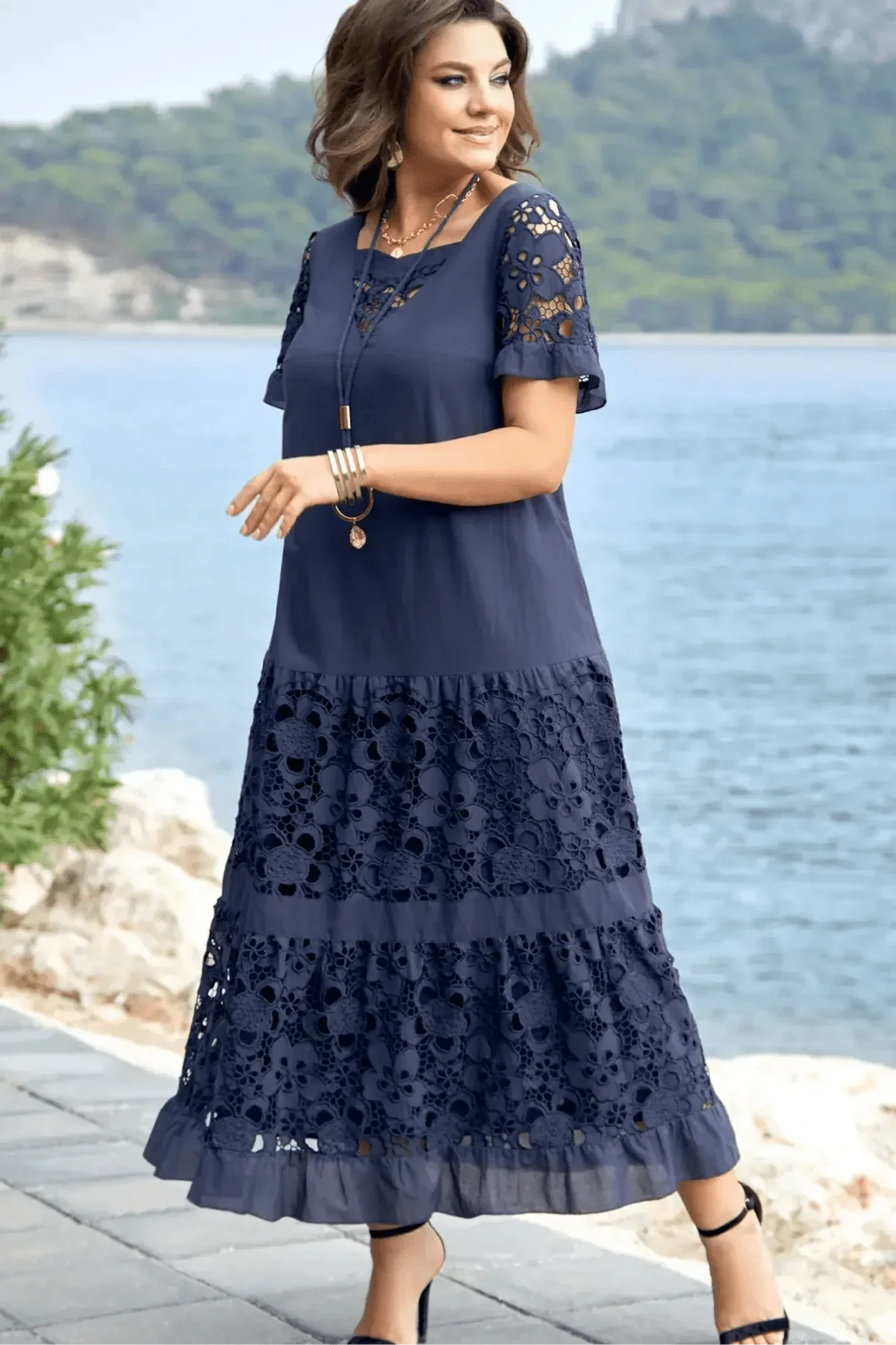 Abito elegante plissettato da donna – Vestito fluido da occasione