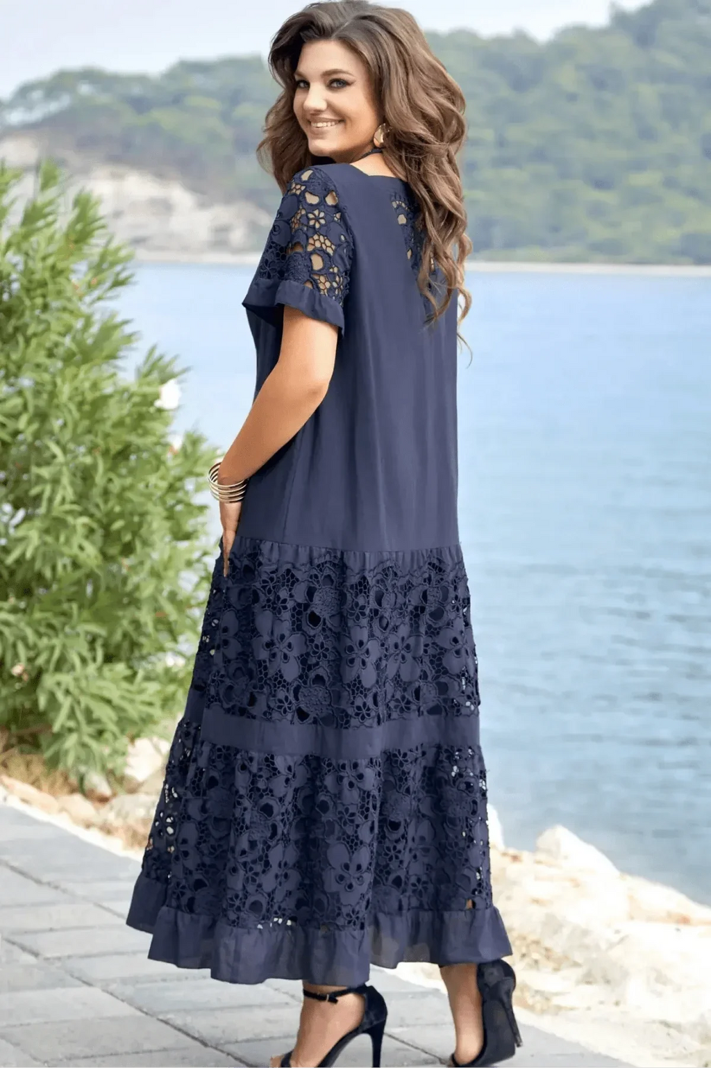 Abito elegante plissettato da donna – Vestito fluido da occasione