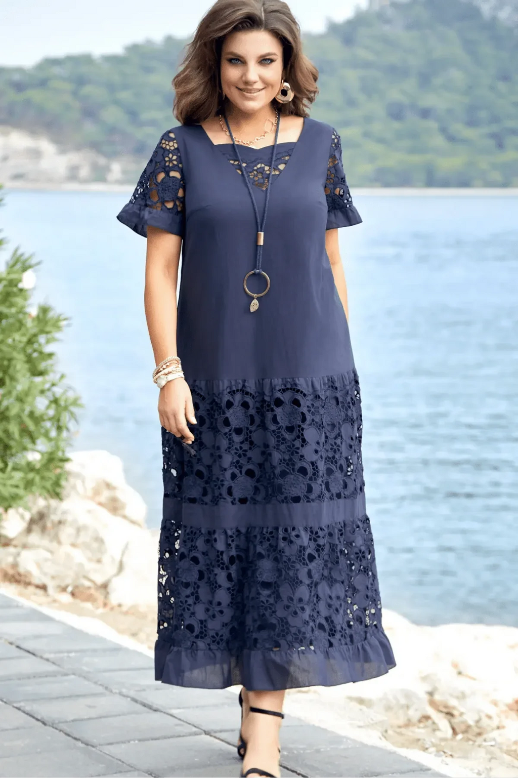 Abito elegante plissettato da donna – Vestito fluido da occasione