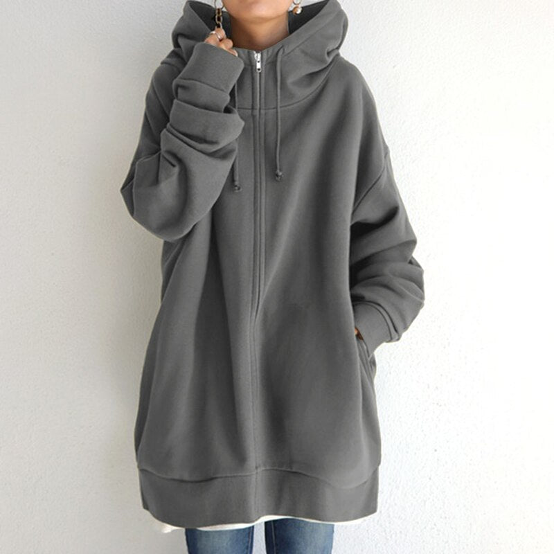 Felpa invernale comoda da donna con cappuccio oversize - Felpa calda ed elegante