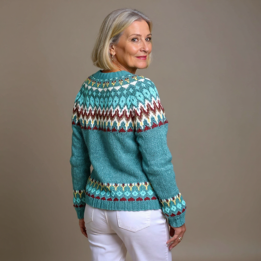 Cardigan islandese donna vintage - Motivo geometrico e caldo