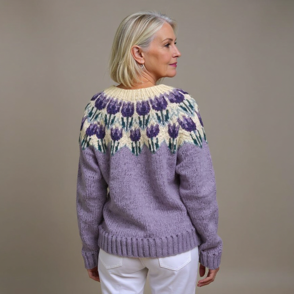 Gilet vintage islandais pour femme – Style nordique classique en maille douce