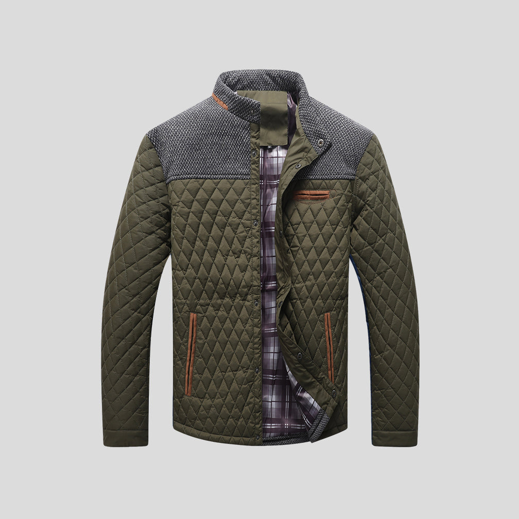 Giacca trapuntata a rombi da uomo - vestibilità leggera con collo alto color block