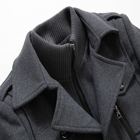 Cappotto da uomo in lana a doppio strato di alta qualità – Cappotto monopetto spesso